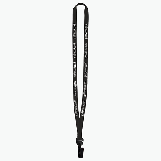 1/2 Trapezoid Polyester Lanyard w/Plastic Bulldog Clip - Clearance