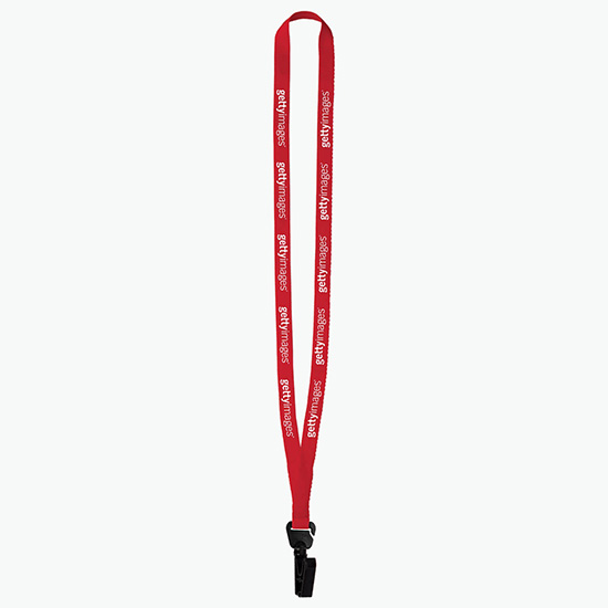 1/2 Trapezoid Polyester Lanyard w/Plastic Bulldog Clip - Clearance