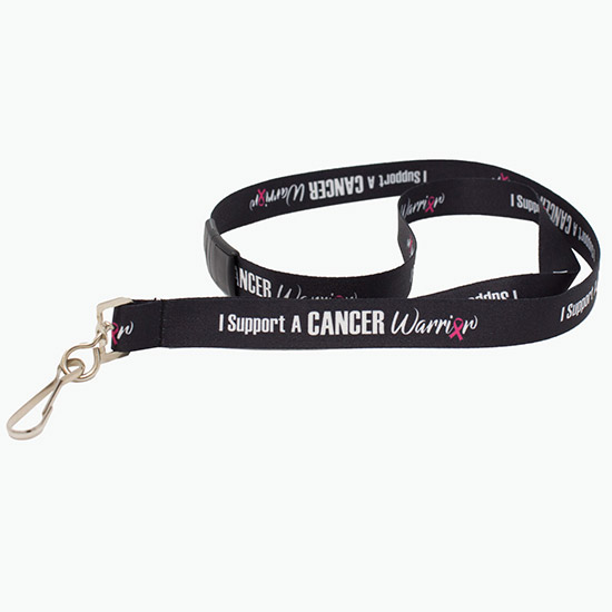 5/8 I Support A Cancer Warrior Lanyard with Safety Breakaway - Swivel Hook