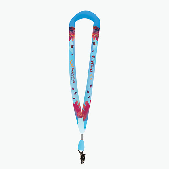 3/4 Full Color Antimicrobial Lanyard - Bulldog Clip