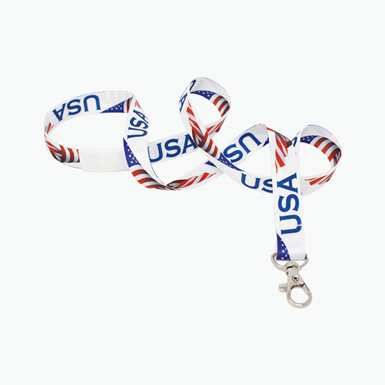 5/8 USA Flag Patriotic Pre-Printed Lanyard with Breakaway