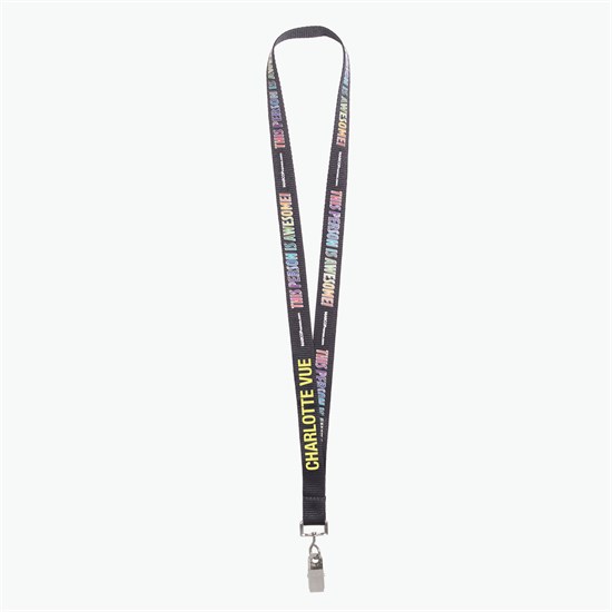 3/4 TrueColor Full Color Personalized Lanyard - Bulldog Clip
