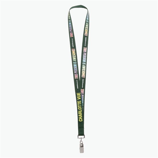 3/4 TrueColor Full Color Personalized Lanyard - Bulldog Clip