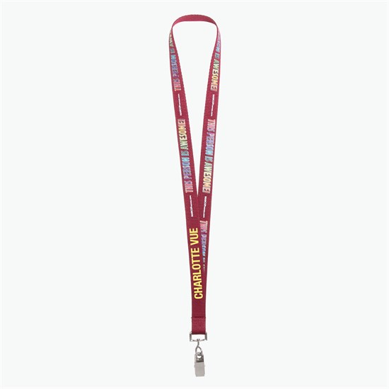 3/4 TrueColor Full Color Personalized Lanyard - Bulldog Clip