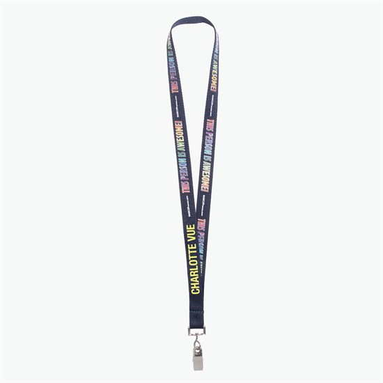 3/4 TrueColor Full Color Personalized Lanyard - Bulldog Clip