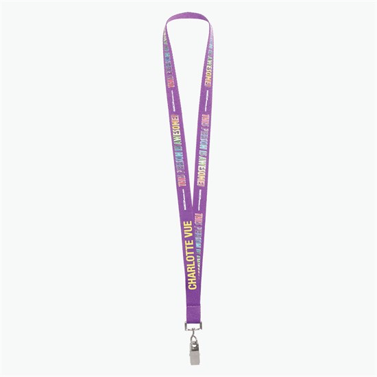 3/4 TrueColor Full Color Personalized Lanyard - Bulldog Clip