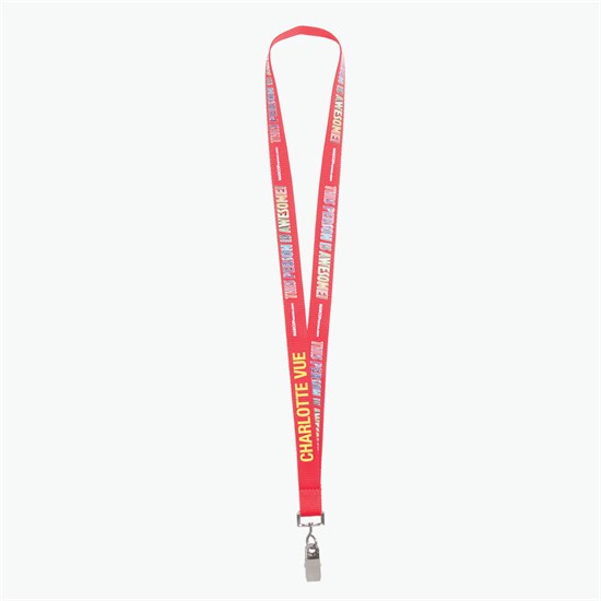 3/4 TrueColor Full Color Personalized Lanyard - Bulldog Clip