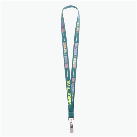 3/4 TrueColor Full Color Personalized Lanyard - Bulldog Clip