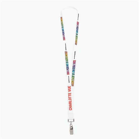 3/4 TrueColor Full Color Personalized Lanyard - Bulldog Clip