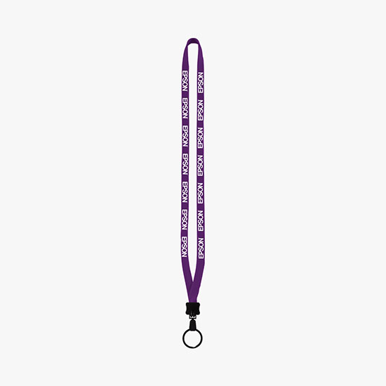 1/2 Soft Knitted Cotton Lanyard w/Plastic Clamshell w/Large Metal Split Ring