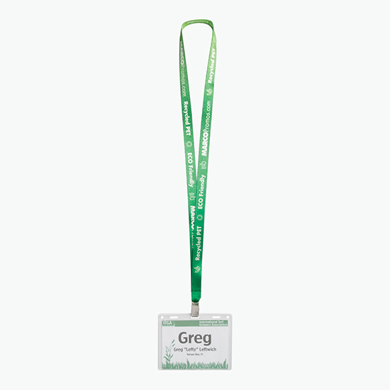 Plan Ahead & Save 5/8 Recycled PET Full Color Lanyard with Non-Swivel Bulldog Clip