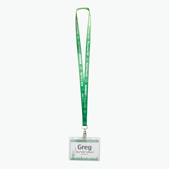 Plan Ahead & Save 5/8 Recycled PET Full Color Lanyard with Swivel Bulldog Clip