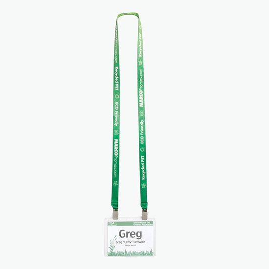 Plan Ahead & Save 5/8 Recycled PET Full Color Lanyard with Double Non-Swivel Bulldog Clip
