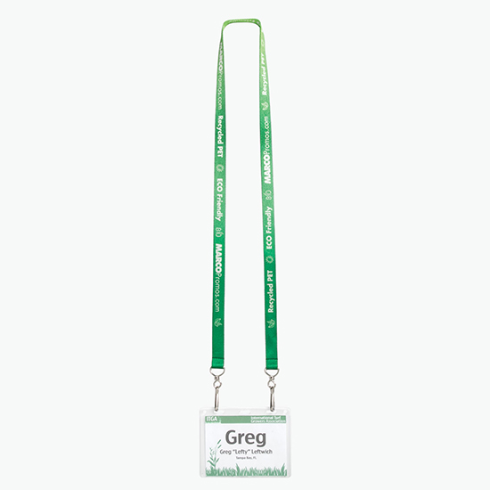Plan Ahead & Save 5/8 Recycled PET Full Color Lanyard with Double J-Hook