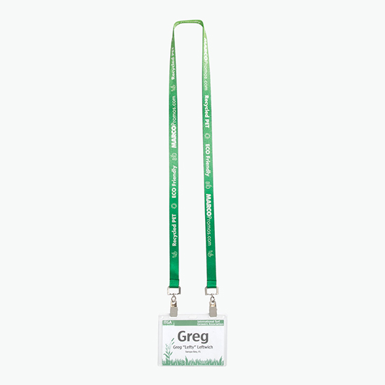 Plan Ahead & Save 5/8 Recycled PET Full Color Lanyard with Double Swivel Bulldog Clip