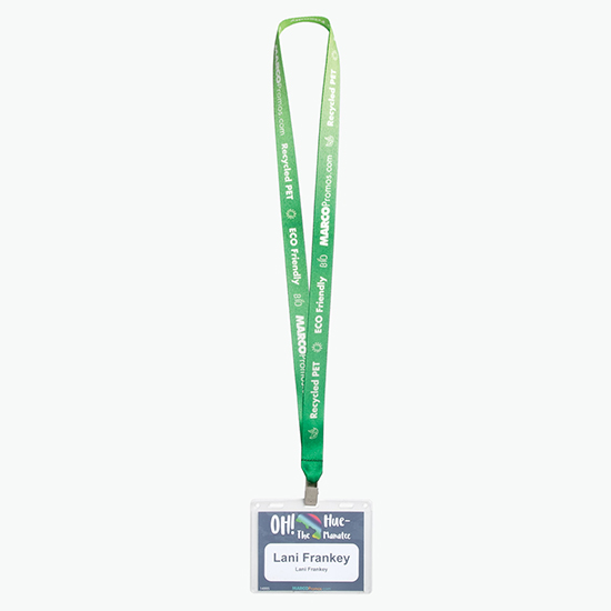 Plan Ahead & Save 3/4 Recycled PET Full Color Lanyard with Non-Swivel Bulldog Clip