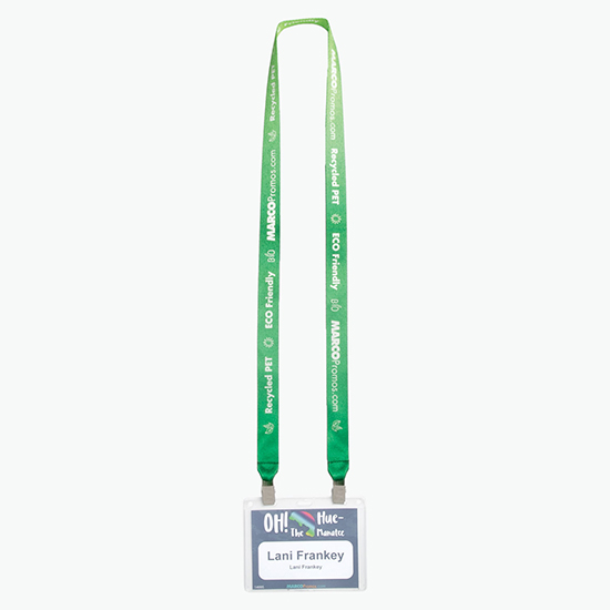 Plan Ahead & Save 3/4 Recycled PET Full Color Lanyard with Double Non-Swivel Bulldog Clip