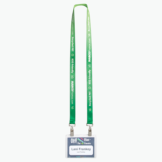 Plan Ahead & Save 3/4 Recycled PET Full Color Lanyard with Double Swivel Bulldog Clip