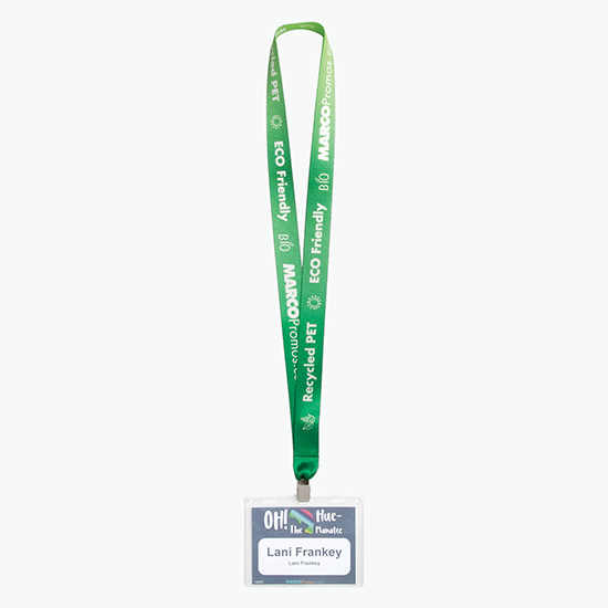 Plan Ahead & Save 1 Recycled PET Full Color Lanyard with Non-Swivel Bulldog Clip