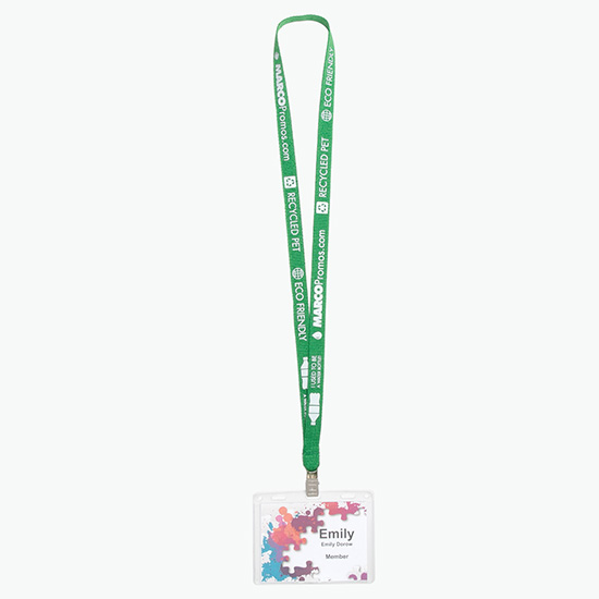 Plan Ahead & Save 5/8 Recycled PET Lanyard with Non-Swivel Bulldog Clip