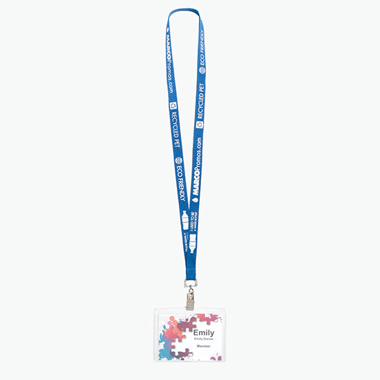 Plan Ahead & Save 5/8 Recycled PET Lanyard with Swivel Bulldog Clip