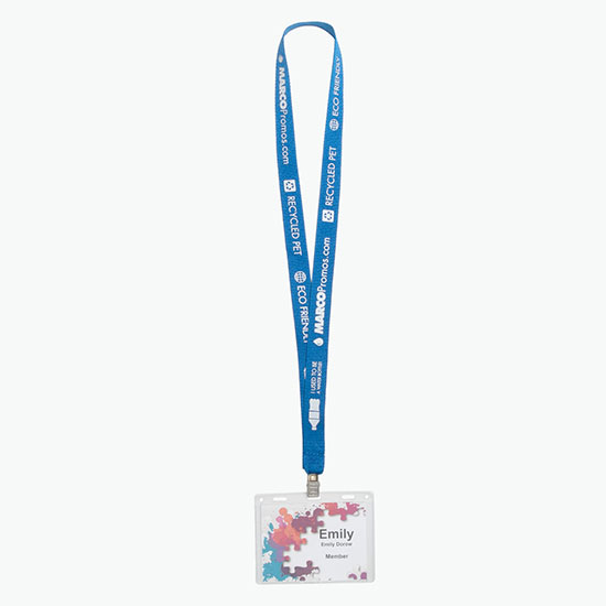 Plan Ahead & Save 3/4 Recycled PET Lanyard with Non-Swivel Bulldog Clip 