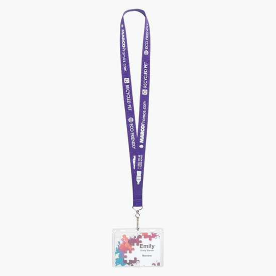 Plan Ahead & Save 3/4 Recycled PET Lanyard with J-Hook
