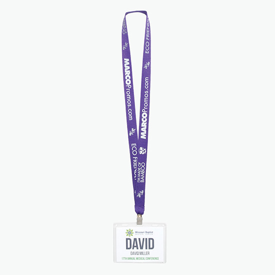 Plan Ahead & Save 3/4 Bamboo Lanyard with Non-Swivel Bulldog Clip