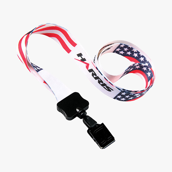 1/2 Full Color Lanyard w/Metal Bulldog ID Holder - 24-Hour Production