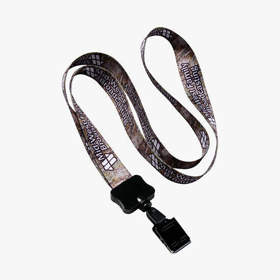1/2 Full Color Lanyard w/Metal Bulldog ID Holder - 24-Hour Production