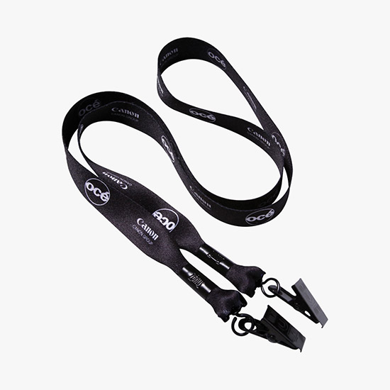 1/2 Full Color Lanyard w/Double Bulldog Clip