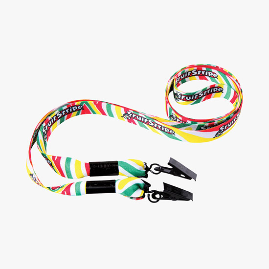 1/2 Full Color Lanyard w/Double Bulldog Clip