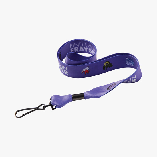 1 Full Color Heavy Weight Satin Lanyard - Black Swivel J-Hook