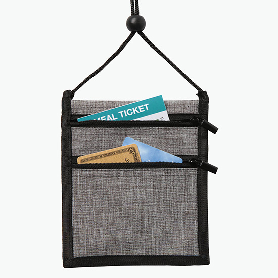 Crosshatch Dual Zipper Neck Wallet - Printed