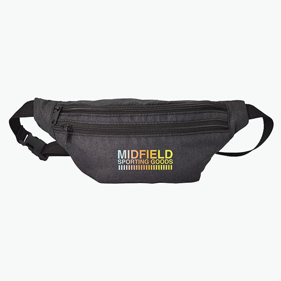 Waterproof Heathered Fanny Pack with 3 Zippers