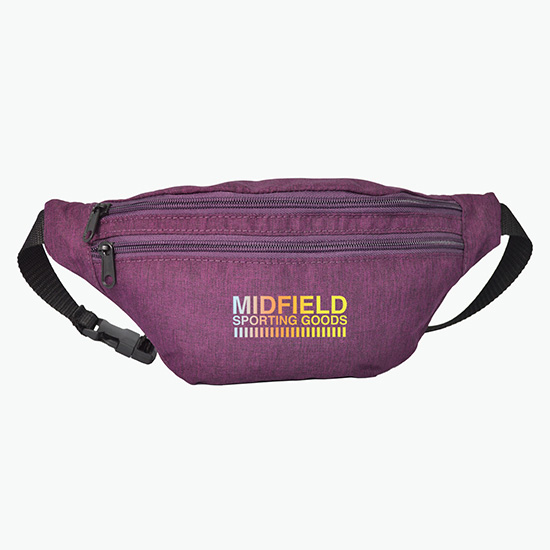Waterproof Heathered Fanny Pack with 3 Zippers
