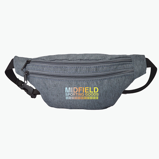 Waterproof Heathered Fanny Pack with 3 Zippers