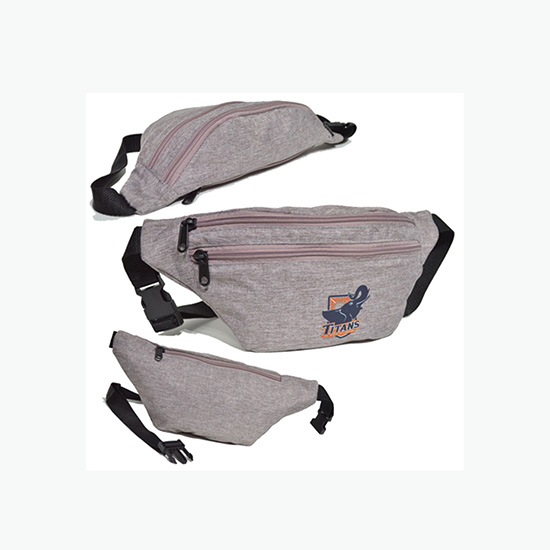 Waterproof Heathered Fanny Pack with 3 Zippers