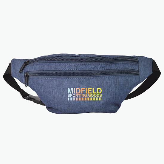 Waterproof Heathered Fanny Pack with 3 Zippers