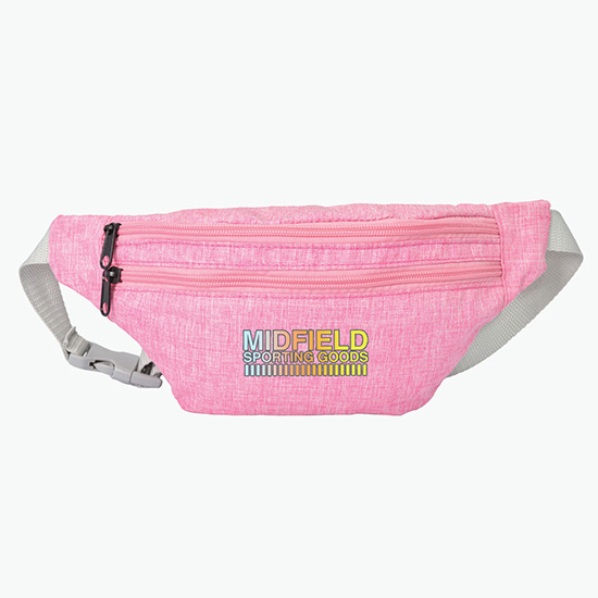 Waterproof Heathered Fanny Pack with 3 Zippers