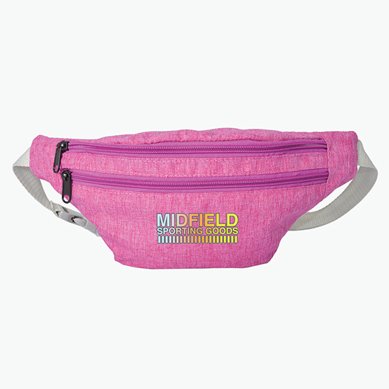 Waterproof Heathered Fanny Pack with 3 Zippers