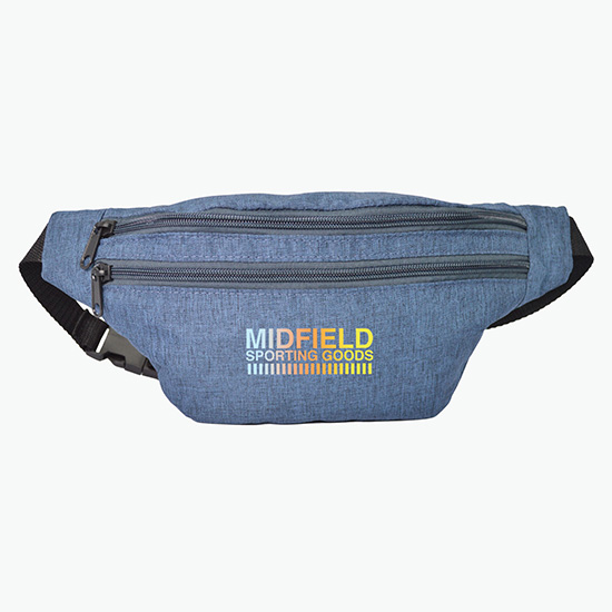 Waterproof Heathered Fanny Pack with 3 Zippers