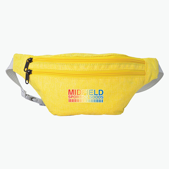 Waterproof Heathered Fanny Pack with 3 Zippers
