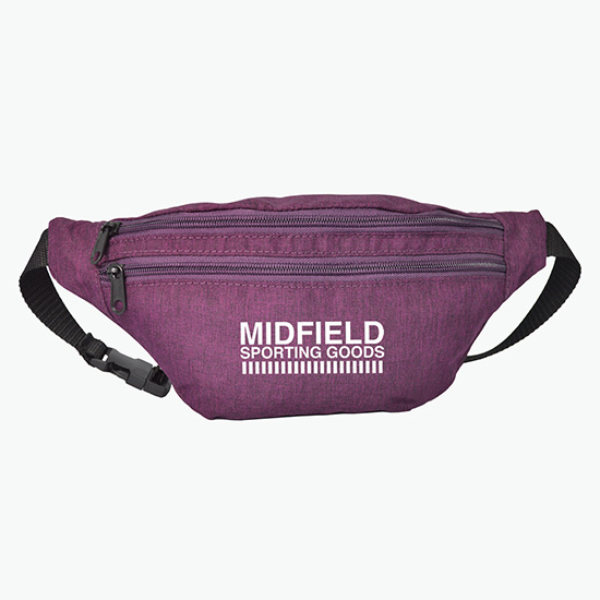 Waterproof Heathered Fanny Pack with 3 Zippers