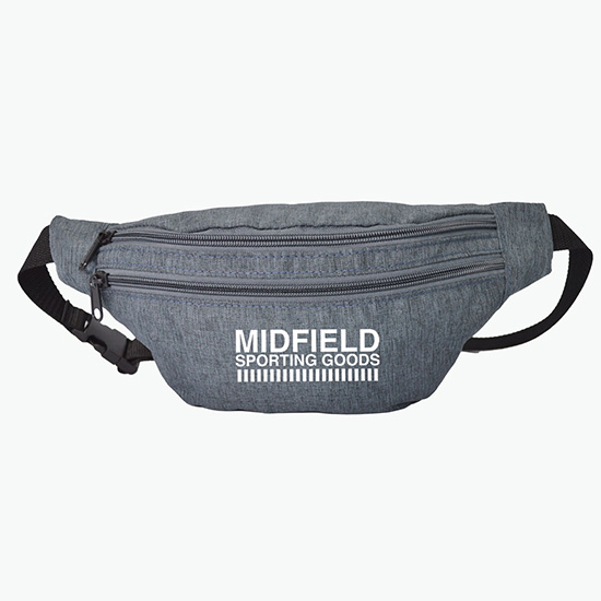 Waterproof Heathered Fanny Pack with 3 Zippers