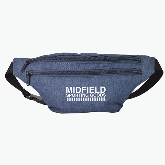 Waterproof Heathered Fanny Pack with 3 Zippers