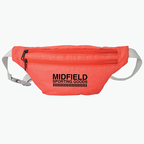 Waterproof Heathered Fanny Pack with 3 Zippers