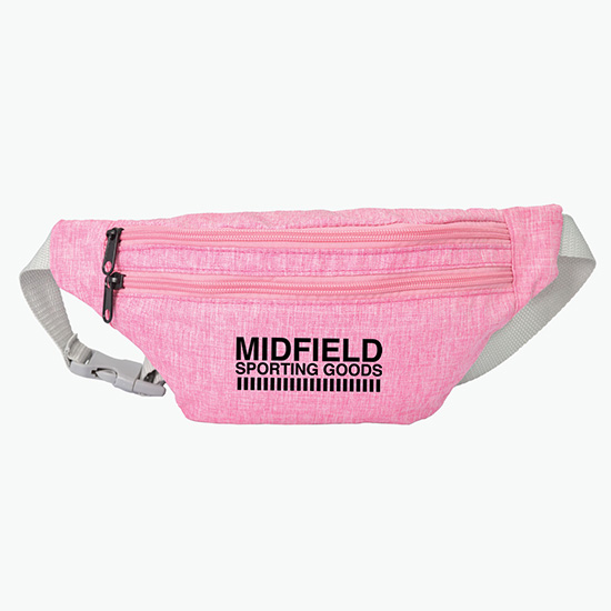 Waterproof Heathered Fanny Pack with 3 Zippers