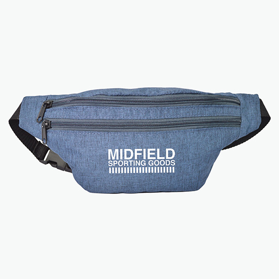 Waterproof Heathered Fanny Pack with 3 Zippers