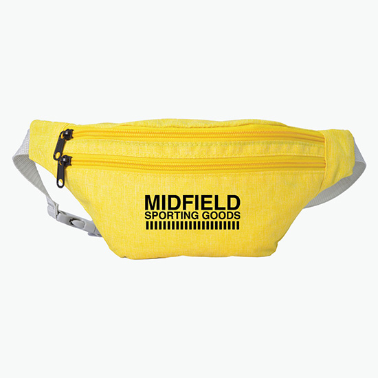 Waterproof Heathered Fanny Pack with 3 Zippers